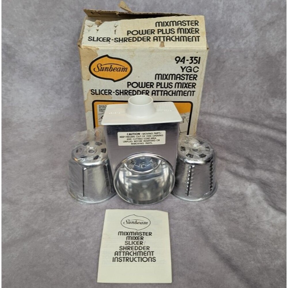 Sunbeam Mixmaster Power Plus Mixer Slicer Shredder Attachment 94-351